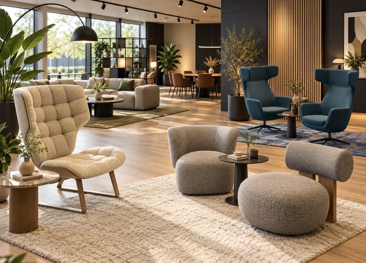 Loungehoek in de showroom van Designplek